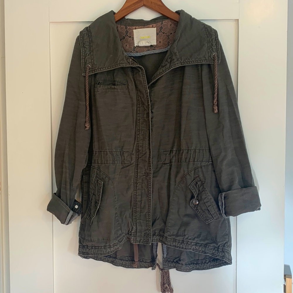 Anthropologie Hei Hei military jacket with floral trim on back
